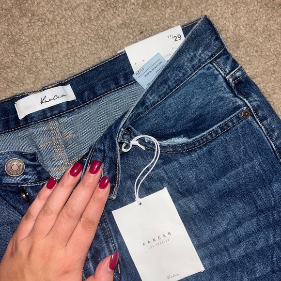 Dark wash hi rise blue jeans, small bootcut - Picture 2 of 3